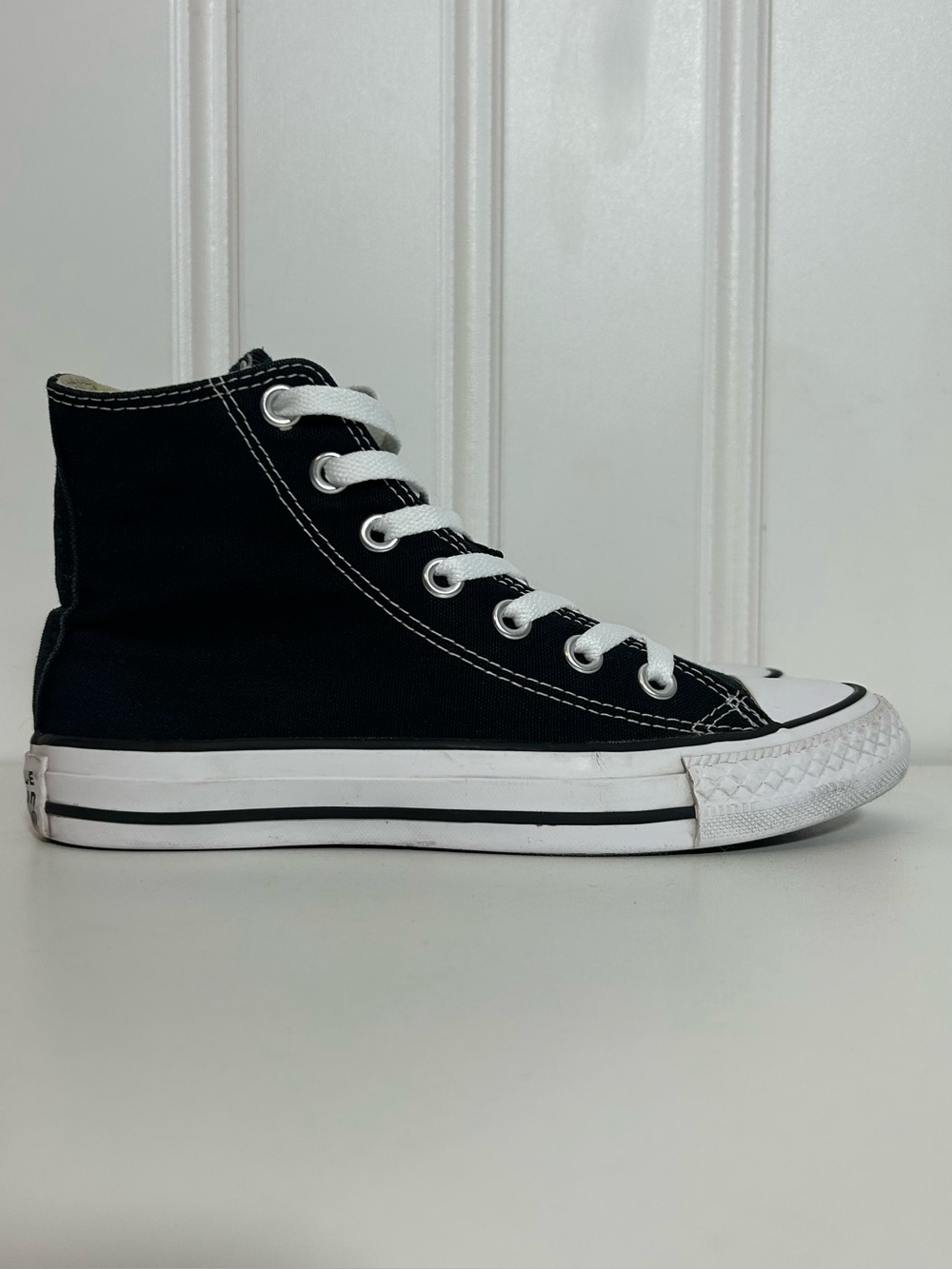 Converse ctas hi black canvas all star white womens 5.5